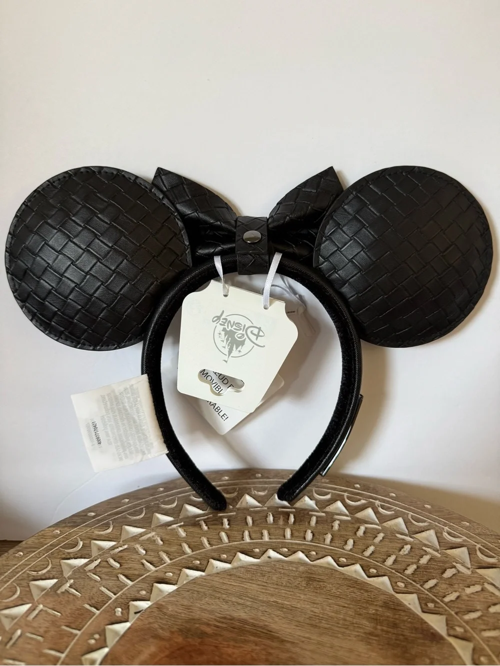 Disney Parks Loungefly Black Woven Ears Headband Removable Bow New